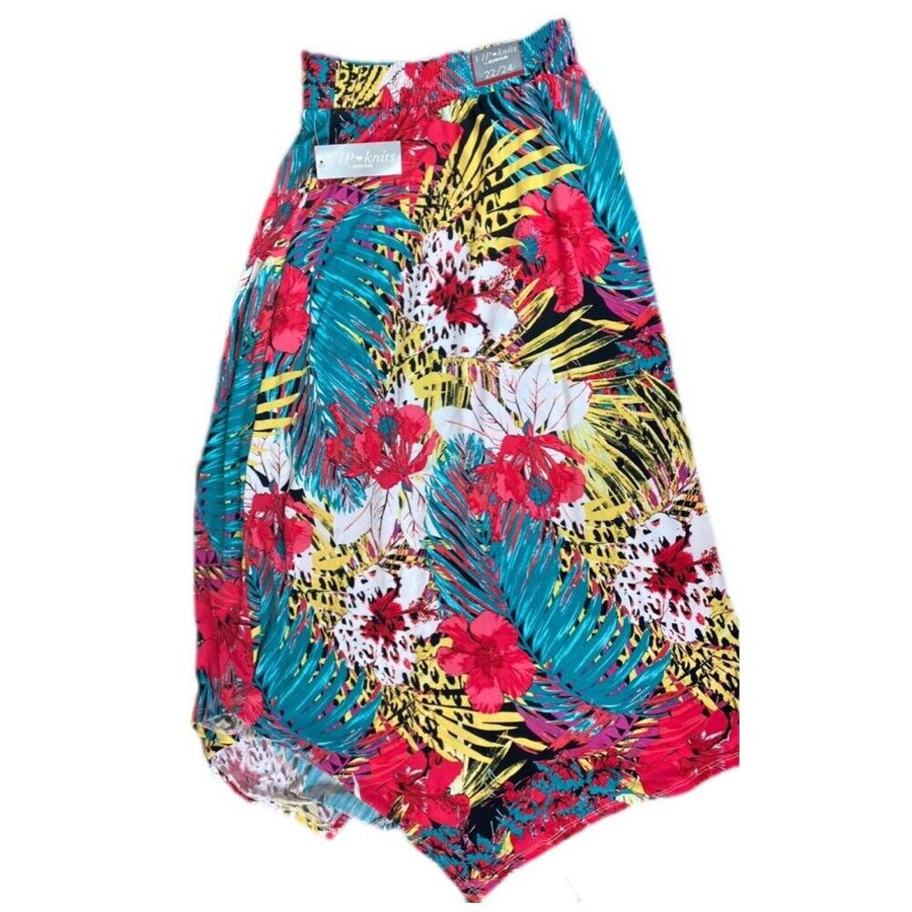 VIP Knits Avenue Skirt Womens 22/24 Stretchy Elastic Floral Hawaiian Animal NEW‎